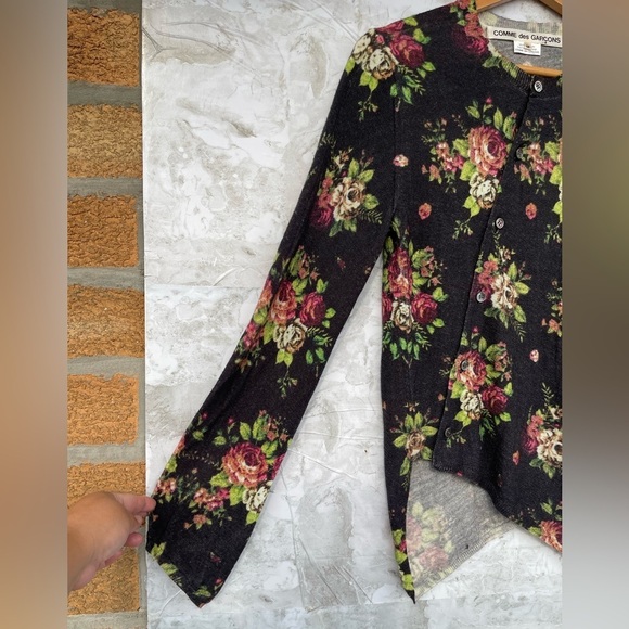 Comme des Garçons floral print asymmetrical cardigan size medium - Picture 6 of 16